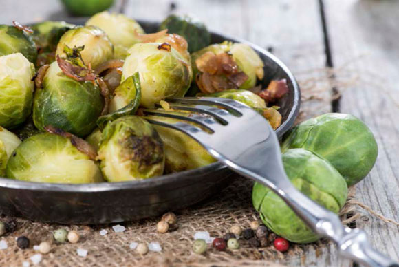 Roasted Brussels Sprouts with Pomegranates