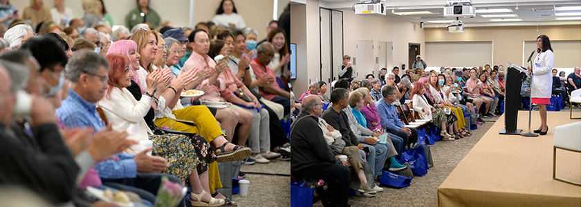 Dr. Shyamali Singhal, Medical Director, El Camino Health Cancer Center, welcomes members of the community