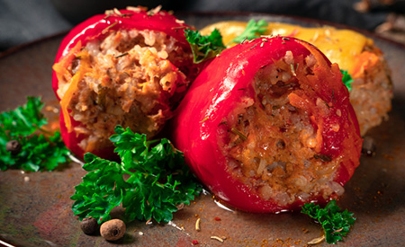 Turkey and Brown Rice Stuffed Bell Peppers