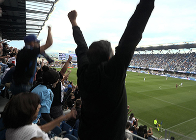 Sudip (Quakes fan) cheering