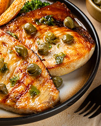 Baked Fish with Lemon Caper Sauce