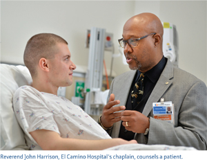 Image of John Harrison, El Camino Hospital's chaplain, counseling a patient