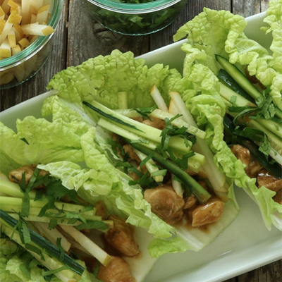 Peanut Chicken Cabbage Wraps