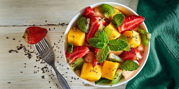 Fruit Salad with Basil, Lime and Honey Dressing