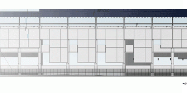 Image of a Drawing of the Parking Garage from a Side View