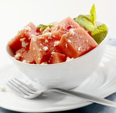 Watermelon feta mint salad