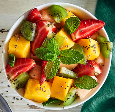 Fruit Salad with Basil, Lime and Honey Dressing