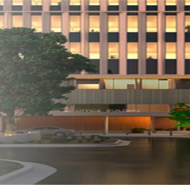 Image of artists drawing of the IMOB at night