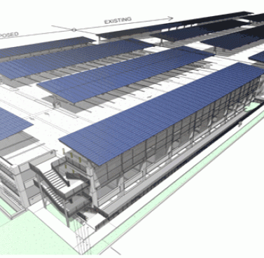 Image of an artists rendering of the new parking garage addition